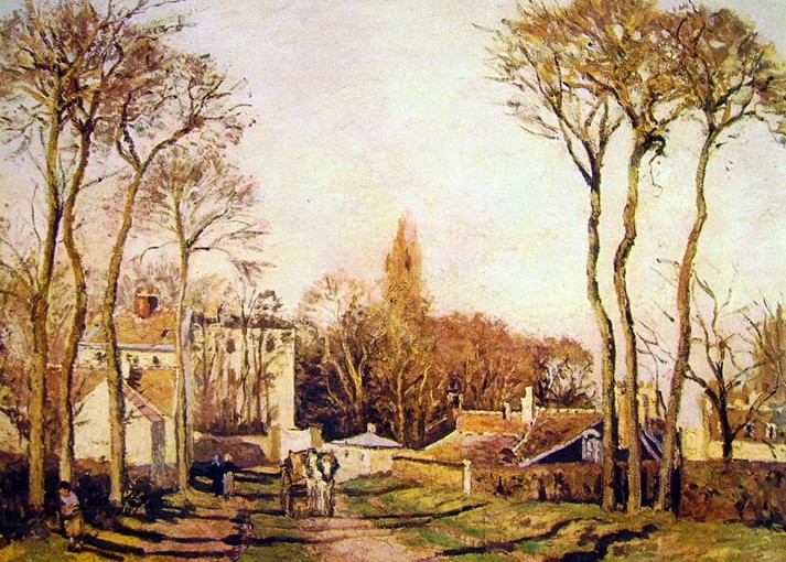Camille Pissarro: Entrata del villaggio Voisins, 1872, tela cm. 45 x 55, Museo d'Orsay, Parigi.